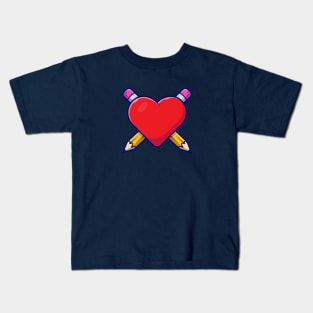 Love With Pen Tool Cartoon Vector Icon Illustration Kids T-Shirt